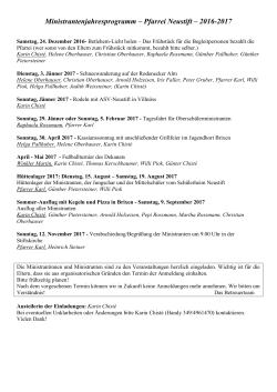 Ministrantenjahresprogramm – Pfarrei Neustift – 2016-2017