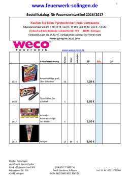Feuerwerk-Solingen Katalog 2016
