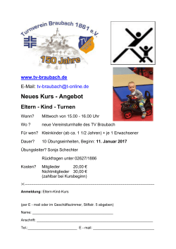 Neues Kurs - Angebot Eltern - Kind - Turnen