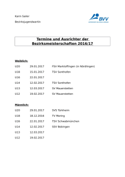 Ausrichter Bezirksmeisterschaften 2016/2017