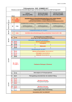 Prüfungstermine - BVS - SOMMER 2017 - HIBB