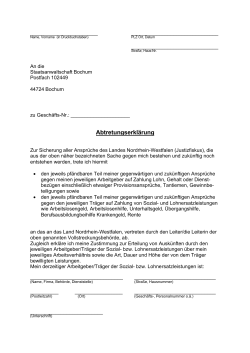 Abtretungserklärung - Staatsanwaltschaft Bochum