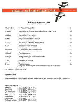 Jahresprogramm 2017 - M&auml;nnerchor Einsiedeln