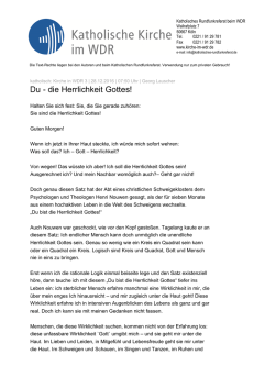 Du - die Herrlichkeit Gottes!