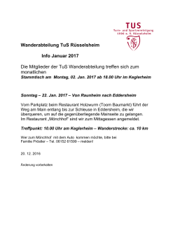 Wanderabteilung TuS Rüsselsheim Info Januar 2017 Die Mitglieder
