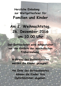 Familien und Kinder Am 2. Weihnachtstag, 26. Dezember 2016 um