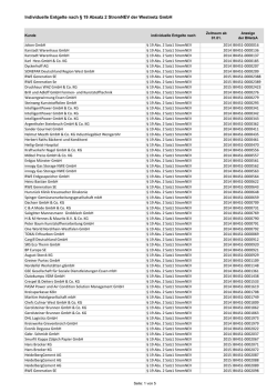 Individuelle Entgelte nach &sect; 19 Absatz 2 StromNEV der Westnetz