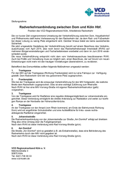 Radverkehrsanbindung zwischen Dom und Köln
