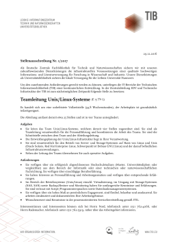 Teamleitung Unix/Linux-Systeme (E 13 TV-L)