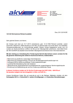 Graz, 29.12.2016/OE 18 S 50/16b Insolvenz Richard Leodolter Sehr