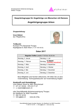 AngehGruppe Arbon 2017 - Schweizerische Alzheimervereinigung