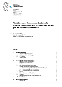 Richtlinien des Kantonalen Sozialamts über die Bewilligung von