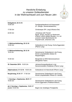 Herzliche Einladung zu unseren Gottesdiensten