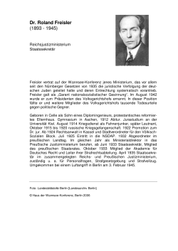 Dr. Roland Freisler (1893 - 1945) - Haus der Wannsee