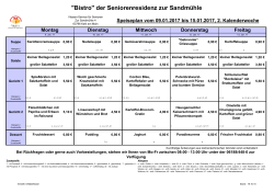 Speisenplan vom 09. - Seniorenresidenz "Zur Sandmühle"
