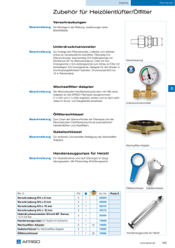 Verschraubungen, Unterdruckmanometer, Adapter, Filterschlüssel
