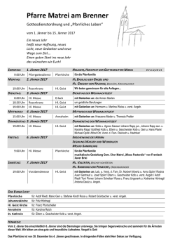Gottesdienstordnung und &bdquo;Pfarrliches Leben&ldquo;