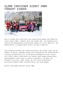 Glomb Container Dienst GmbH f&ouml;rdert Kinder