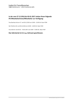 Institut f&uuml;r FremdSprachen In der vom 27.12.2016 bis 05.01.2017