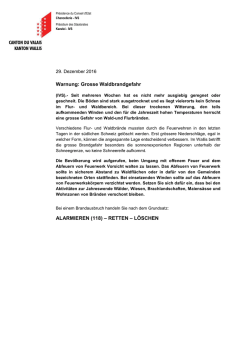 Grosse Waldbrandgefahr ALARMIEREN (118) &ndash; RETTEN