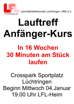 Ausschreibung Lauftreff für Anfänger 2017