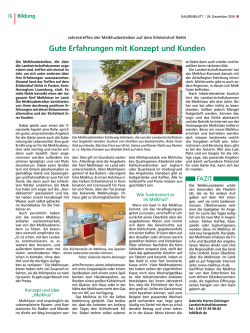 Gute Erfahrungen mit Konzept und Kunden