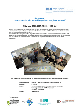 interprofessionell - sektor&uuml;bergreifend &ndash; regional vernetzt