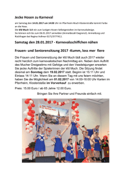 Jecke Hosen zu Karneval Vorank&uuml;ndigung der kfd Much: