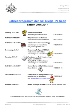 Jahresprogramm der Ski Riege TV Seen Saison 2016/2017