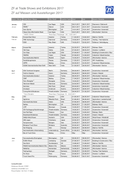 ZF at Trade Shows and Events 2016 ZF auf Messen und