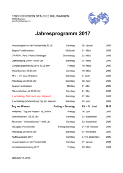 Jahresprogramm 2017 - Fischerverein Stausee Killwangen