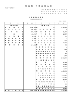 中 間 貸 借 対 照 表 第 32 期 中 間 決 算 公 告