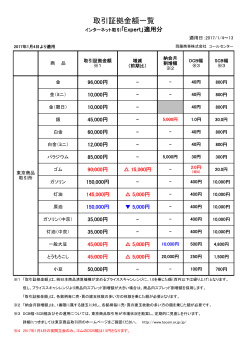 取引証拠金額一覧