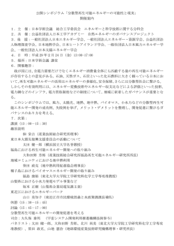公開シンポジウム「分散型再生可能エネルギーの可能性
