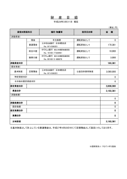 平成28年度財産目録 - 公益財団法人つなぐいのち基金