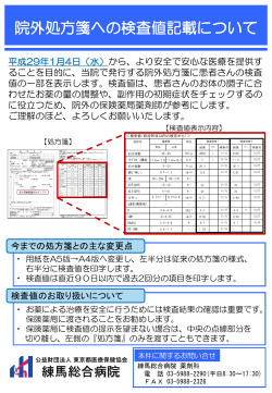 2016.12.20 処方箋へ検査値記載のお知らせ(患者さん
