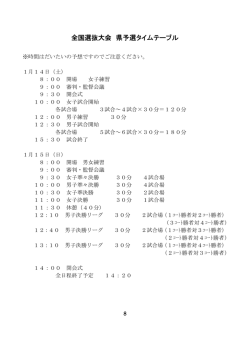 全国選抜大会 県予選タイムテーブル