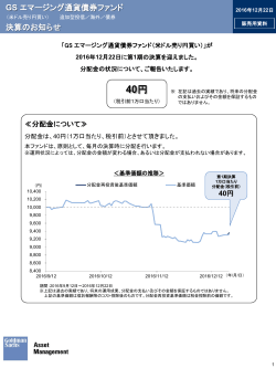 GS エマージング通貨債券ファンド 決算のお知らせ