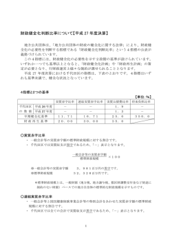 財政健全化判断比率について【平成 27 年度決算】