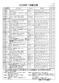 H29年1月献立表