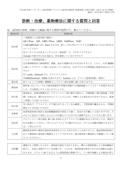 診断・治療、薬物療法に関する質問と回答
