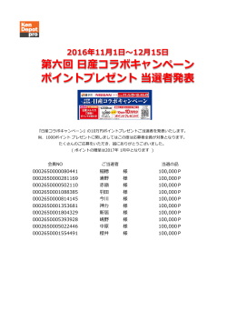 第六回 日産コラボキャンペーン ポイントプレゼント 当選者発表