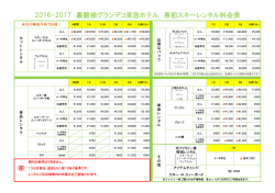 裏磐梯グランデコ東急ホテルご宿泊者専用のレンタル料金表