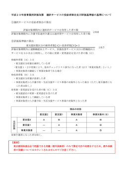 平成29年度事業所評価加算 選択サービスの受給者割合及び評価基準