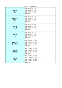 メガロス 草加 平日 9:00～23：30 土曜 9:00～22：00 日祝 9:00～20：00