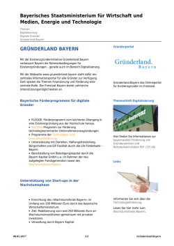 Gr&uuml;nderland Bayern: Wirtschaftsministerium Bayern