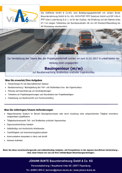 Bauingenieur (m/w) - JOHANN BUNTE Bauunternehmung GmbH