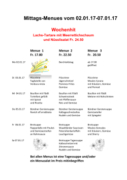 Mittags-Menues vom 02.01.17-07.01.17