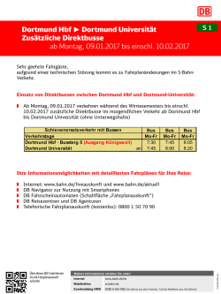 Dortmund Hbf Dortmund Universit&auml;t Zus&auml;tzliche Direktbusse ab