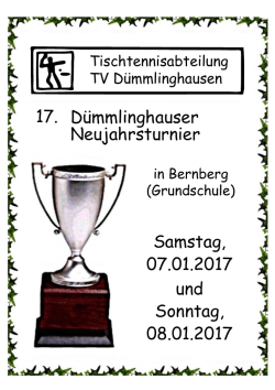 D&uuml;mmlinghauser Neujahrsturnier Samstag, 07.01.2017 und